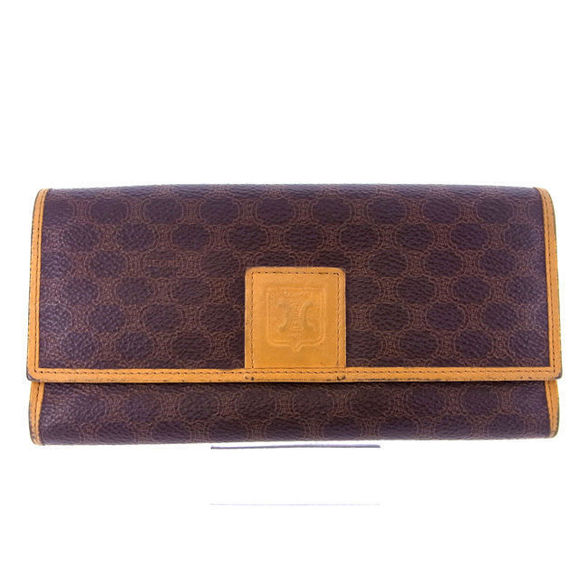 Celine Brown Wallet Leather Long Macadam - Picture 1 of 6
